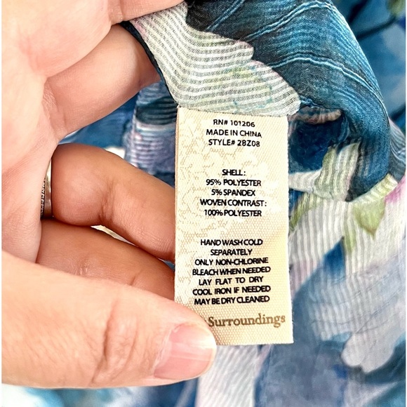 Soft Surroundings Tea Garden Topper Ethereal Open Front Blue Cardigan Sz Medium - Picture 11 of 11